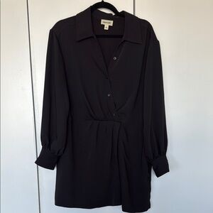 Chic Black Long Sleeve Dress by Green Leaf